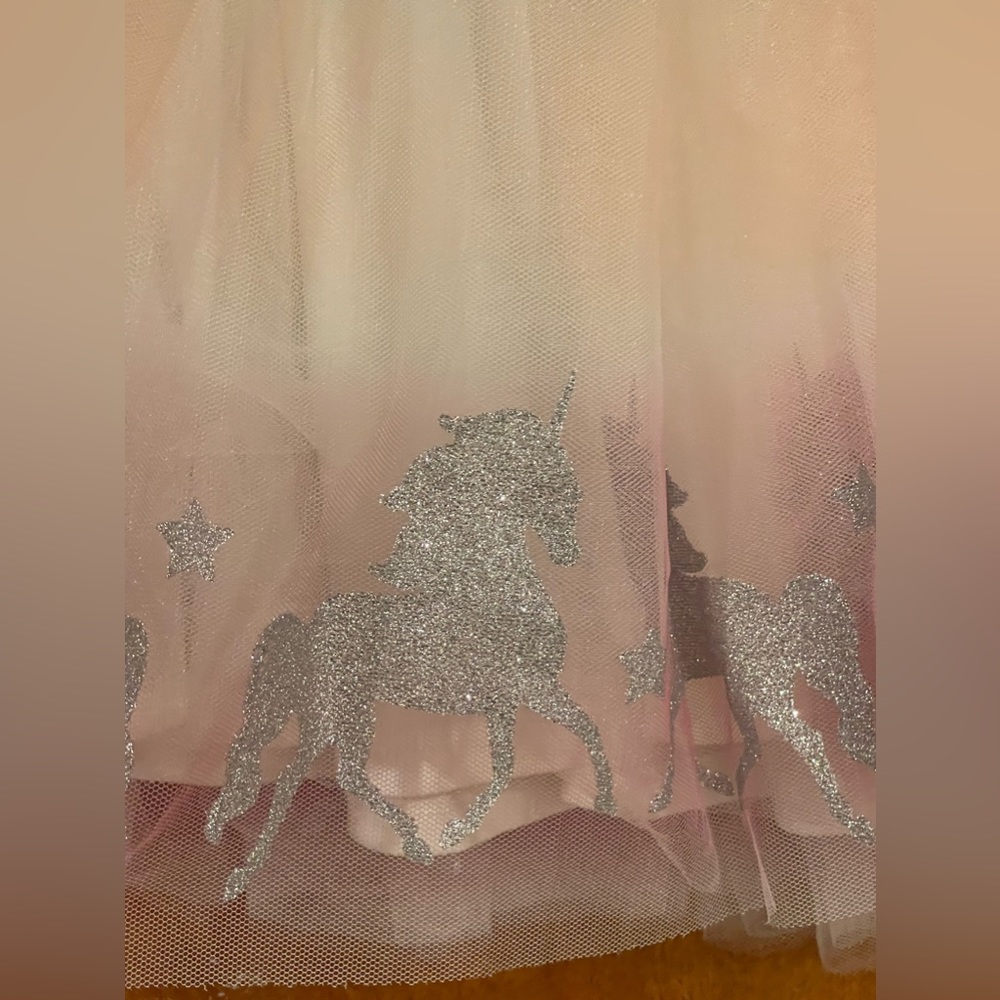 Zunie Denim/Tulle Unicorn Print Girls Dress, NWT - Picture 4 of 4